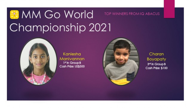 iQ Abacus students won top places in MM Go World Championship 2021!!